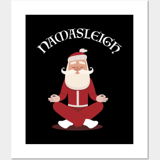 Funny Christmas Namasleigh Santa Yoga Position Gift T-Shirt Posters and Art